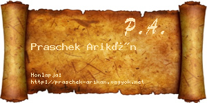 Praschek Arikán névjegykártya